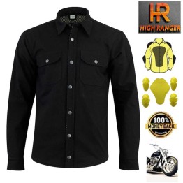 Men Motorbike  Cotton Lumberjack Black Shirts Reinforced with DuPont™ Kevlar® fiber